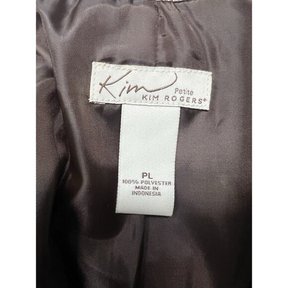 Womens Kim Rogers Jacket PL Brown Reptile Zippered Collared Faux Pockets - Picture 8 of 12